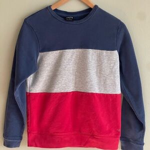 ZELOS Tricolor Sweatshirt in Navy, Gray,Red, colors match your sparkling bangles